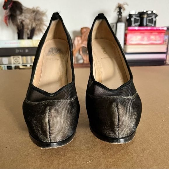 Fendi Mesh Platform Suede Heels - Picture 6 of 10